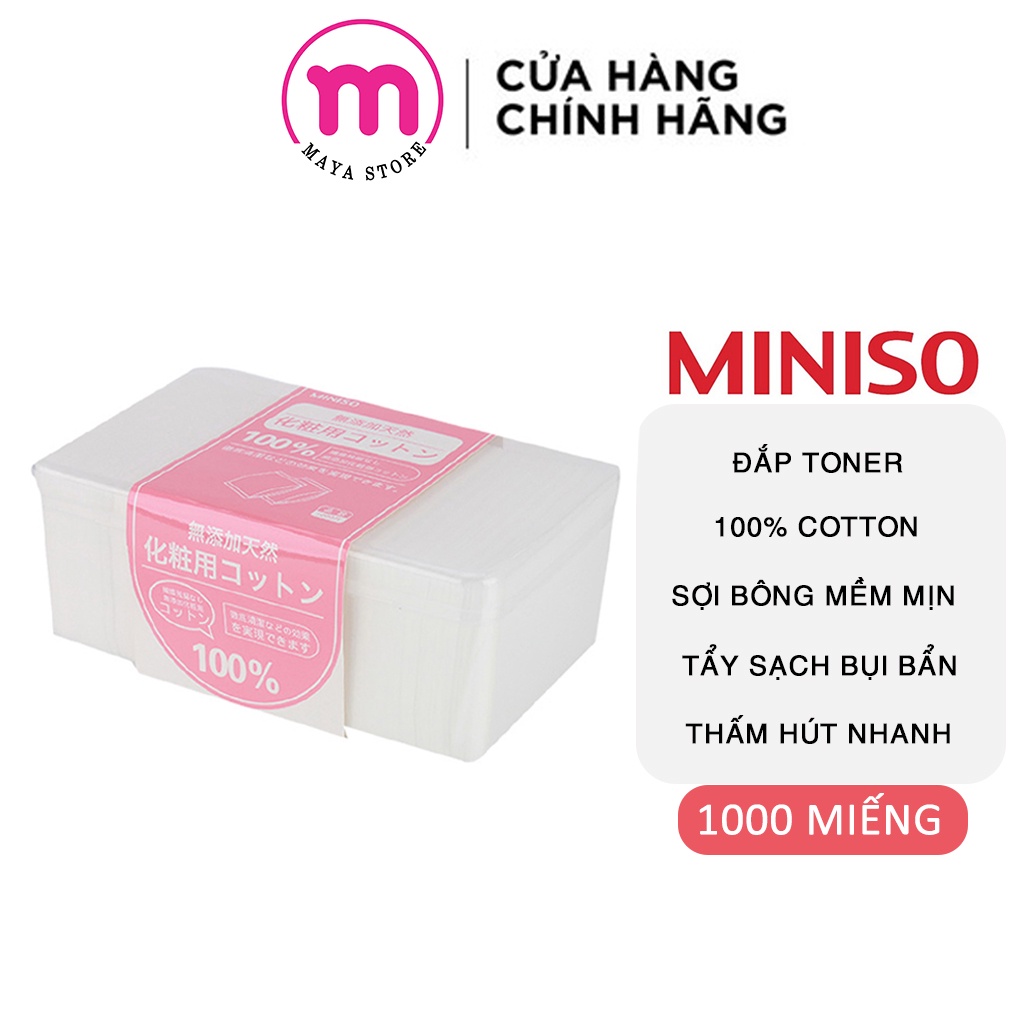 Bông tẩy trang Miniso 1000 miếng của Nhật
