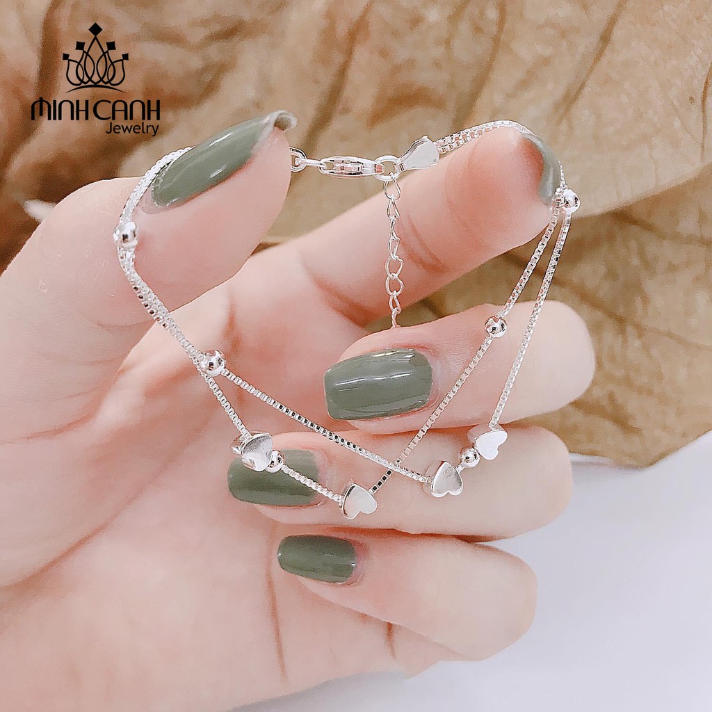 Lắc Tay Bạc Minh Canh Jewelry - Trái Tim Dây Đôi