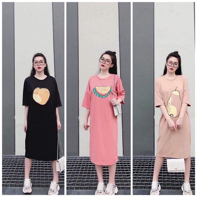 VÁY SUÔNG IN HÌNH HOA QUẢ SIÊU XINH chất cotton size 40-75kg