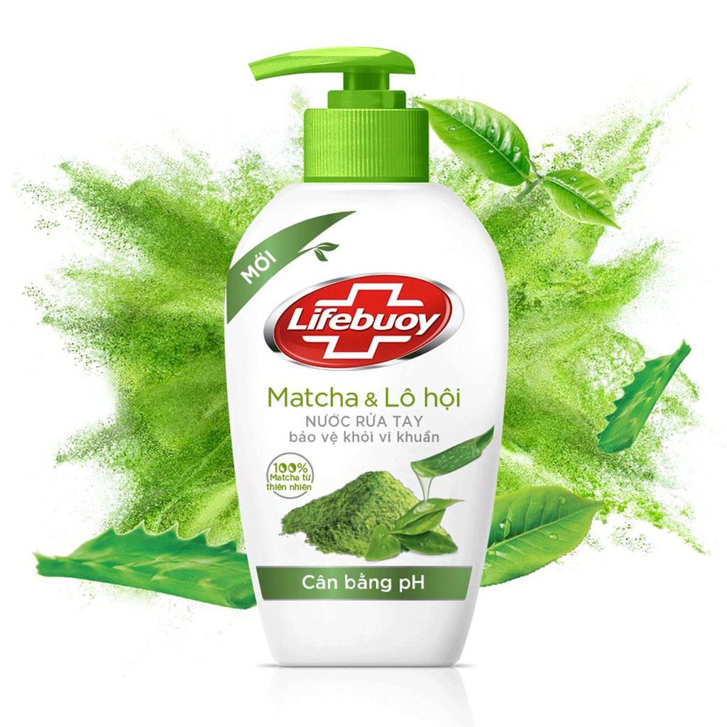 Nước Rửa Tay Lifebuoy Thiên Nhiên Than Hoạt Tính/Matcha Lô Hội 500g