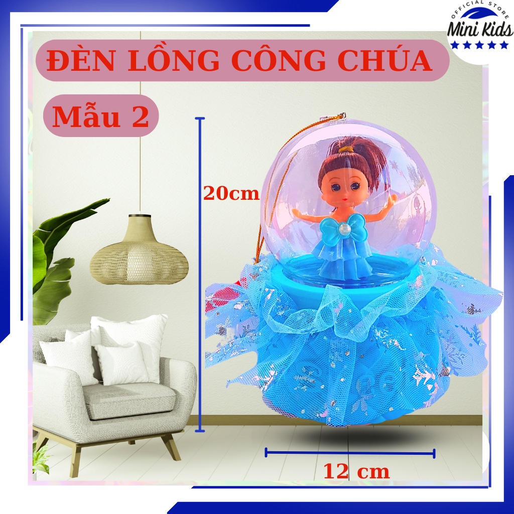Búp bê công chúa bong bóng xoay 360º di chuyển thông minh, có tay cầm, có nhạc và ánh sáng đẹp mắt - tặng pin - MiniKids