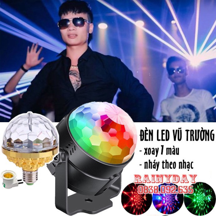 Đèn led xoay 7 màu vũ trường nháy chớp theo nhạc bay phòng sân khấu cảm ứng nhạc có điều khiển