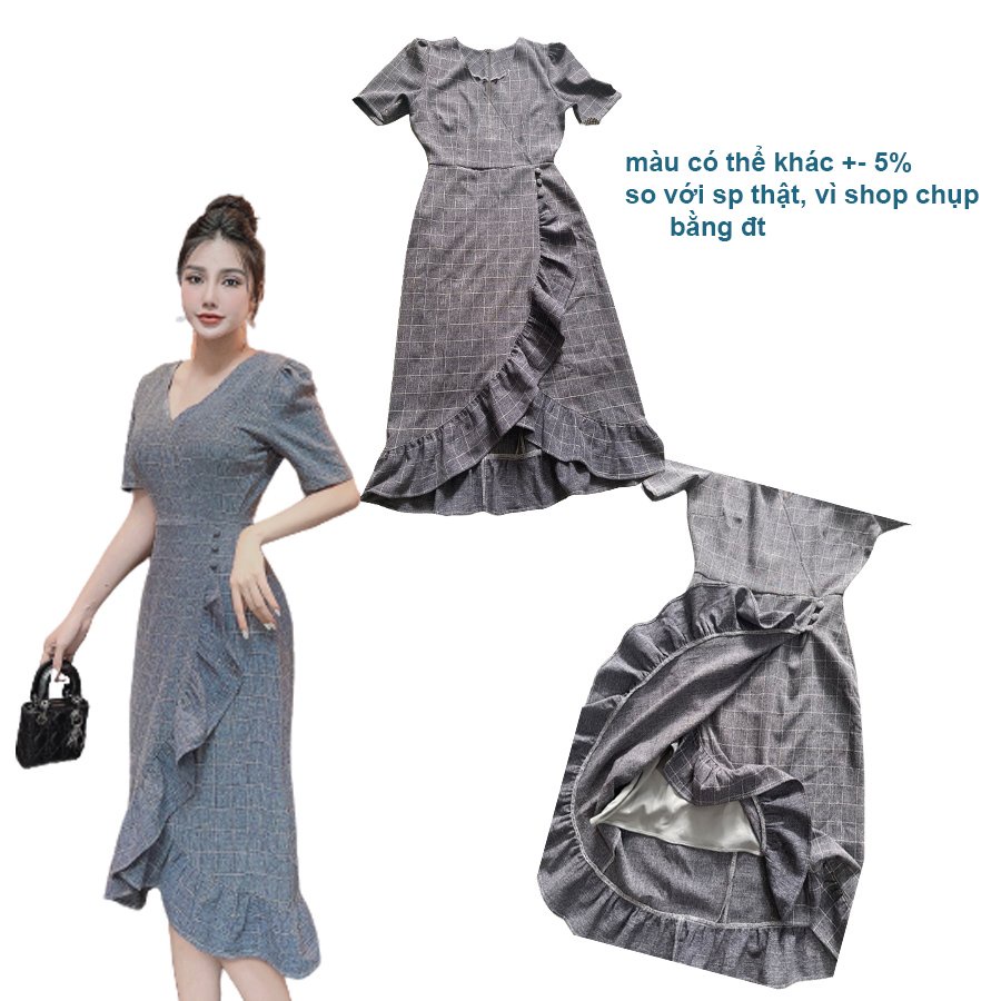 ĐẦM CARO THIẾT KẾ ĐẮP CHÉO PHỐI BÈO KHÁNH LINH –M017