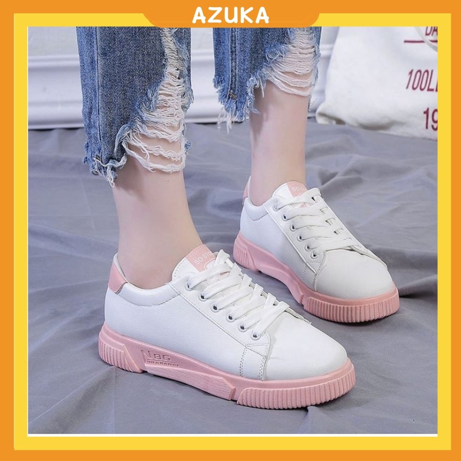 Giày thể thao nữ trắng đế bằng giá rẻ giày sneaker nữ nhiều màu ulzzang cao cấp hot trend AZUKA - E3