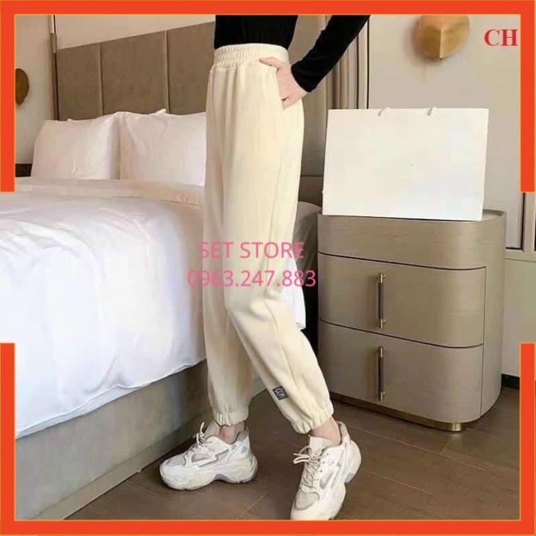 Quần jogger nữ ,chất len tăm dày đẹp, quần nữ ống rộng in bò sữa CH12 | BigBuy360 - bigbuy360.vn