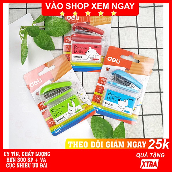 Đồ bấm kim Deli✅FREESHIPCó video thậtĐồ bấm kim Deli chất lượng cao kèm 1000 kim bấm giá rẻ - Phát Huy Hoàng