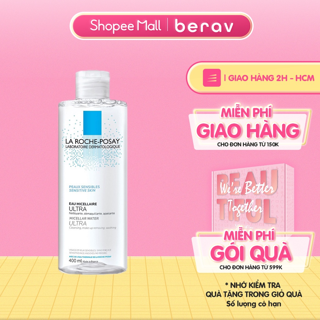 [Trắng 400ml] Nước làm sạch sâu và tẩy trang cho da nhạy cảm Micellar Water Ultra Sensitive Skin La Roche-Posay 400ml