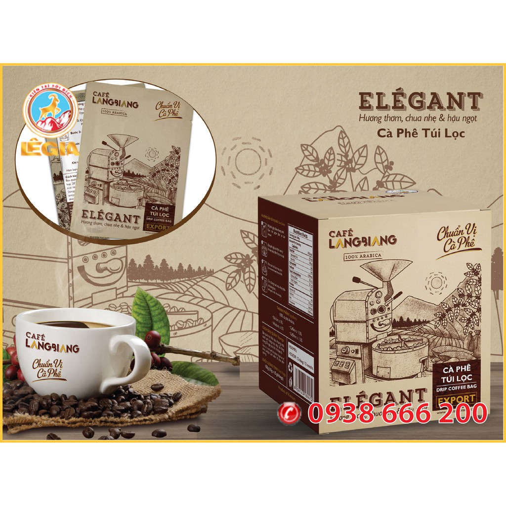 CÀ PHÊ LANGBIANG ELEGANT TÚI LỌC 150G (HƯƠNG THƠM, CHUA NHẸ &amp; HẬU NGỌT)