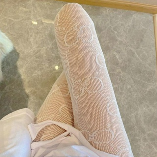 Quần tất ren trắng họa tiết da báo/ bướm/ mặt trăng quyến rũ