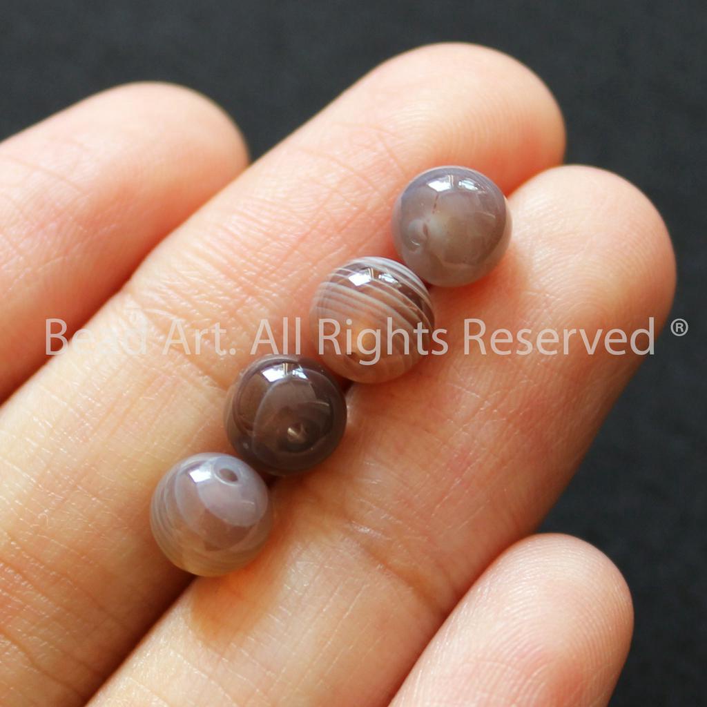6MM Đá Agate Xám Đỏ, Phối Vòng Tay Phong Thuỷ, Chuỗi Hạt, Trang Sức S50 - Bead Art