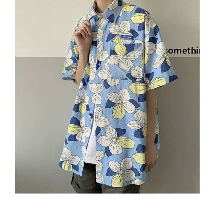 Áo Sơ Mi Tay Ngắn Unisex Cổ Bẻ Phông Cách Hàn Quốc Freesize
