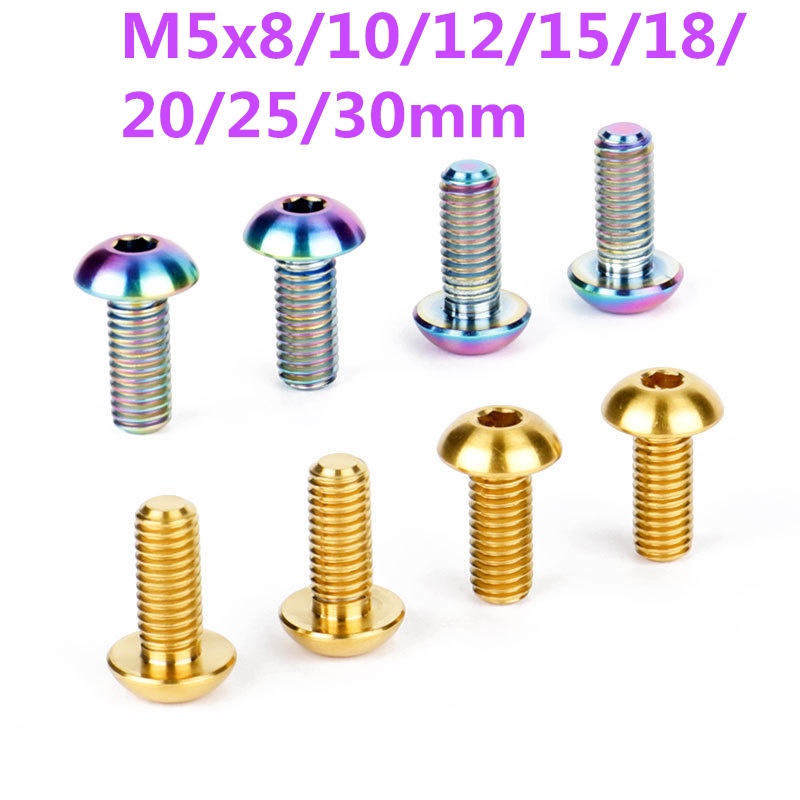Bu Lông M5x8 10 12 15 18 20 25 30mm M5 Bằng Titan Màu Vàng/Bạc Cho Xe Đạp