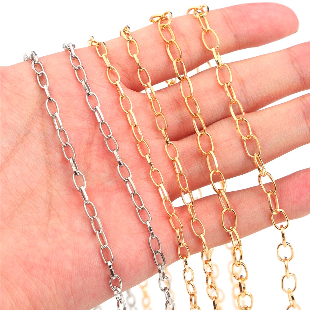 Dây xích Beadia bằng sắt mạ kẽm loại dẹt dùng làm trang sức DIY