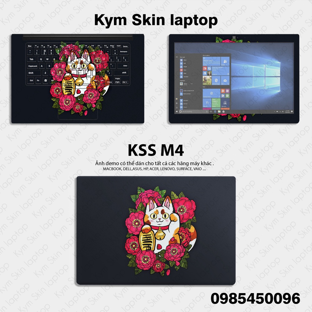 Skin Dán Laptop - MÈO THẦN TÀI - Miếng Dán Decan Laptop Cắt Sẵn Theo Từng Máy
