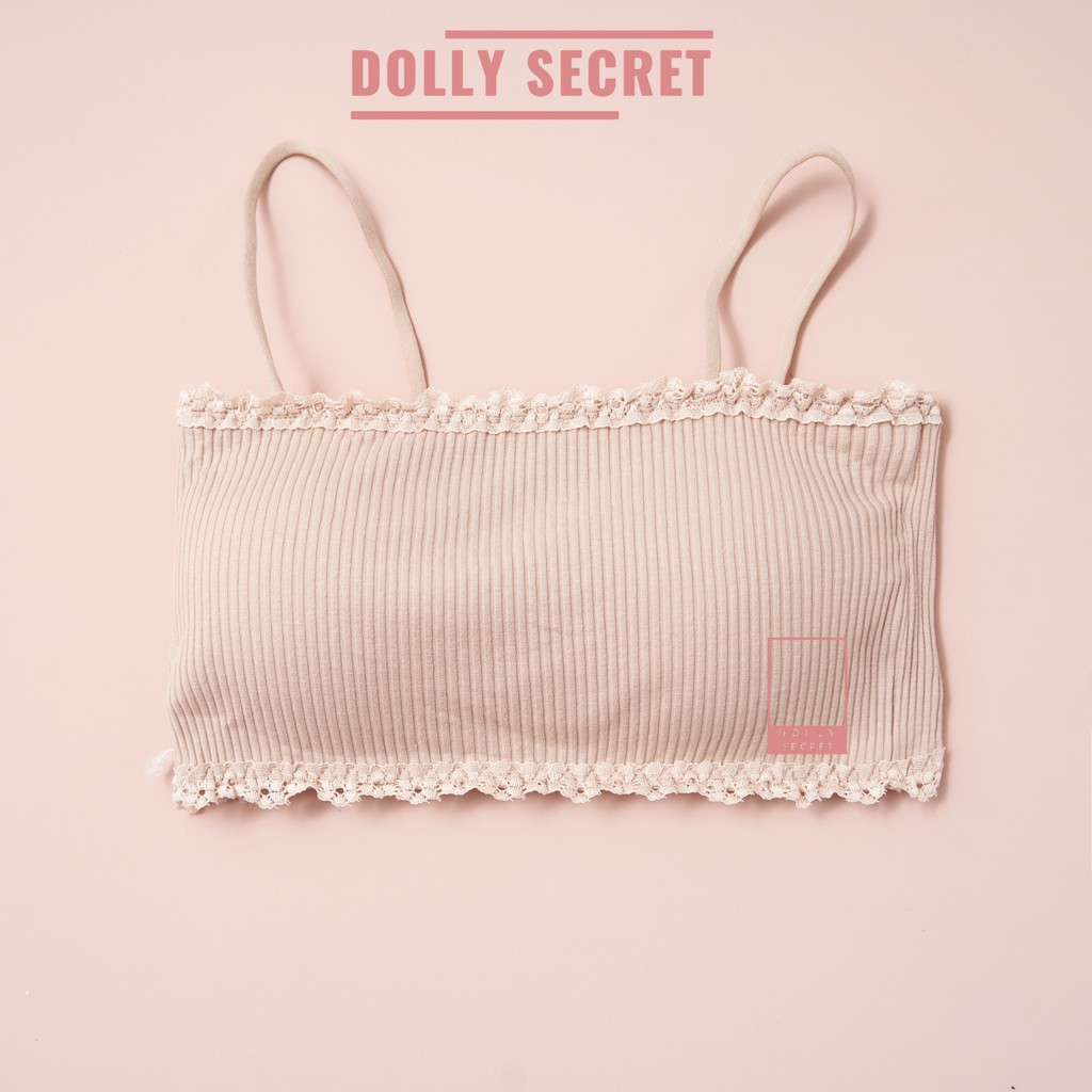 Áo lót nữ len tăm viền ren áo bra học sinh có đệm mút có 3 nấc cài hai dây mềm mại cao cấp DOLLY SECRET A03 | BigBuy360 - bigbuy360.vn