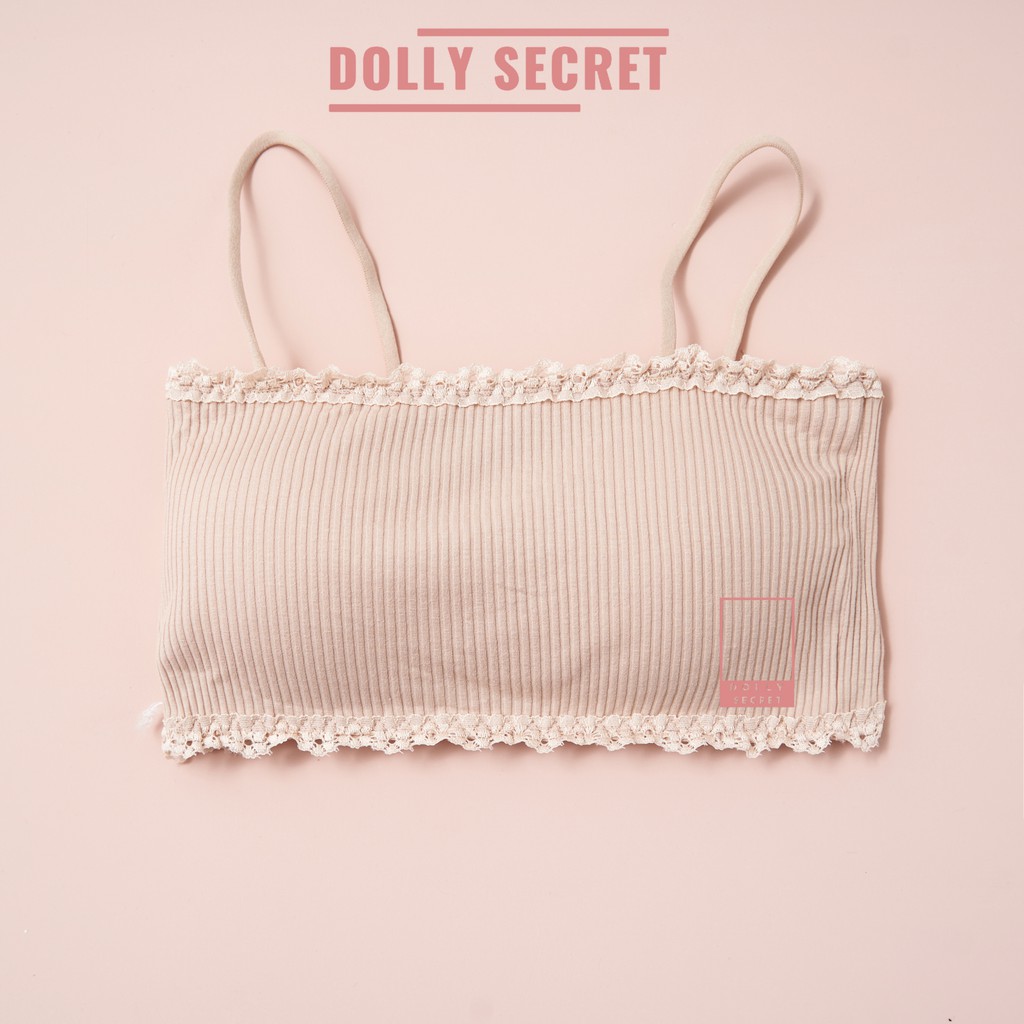 Áo lót nữ len tăm viền ren áo bra học sinh có đệm mút có 3 nấc cài hai dây mềm mại cao cấp DOLLY SECRET A03