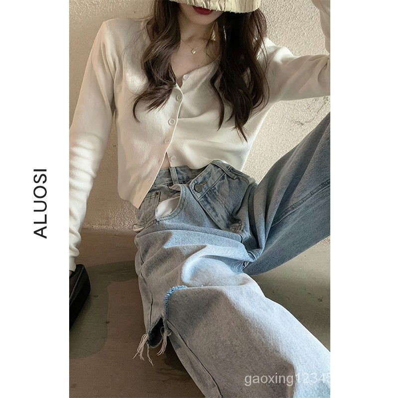 Quần Jean Ống Rộng Lưng Cao Phong Cách Hàn Quốc 2022 Cá Tính Cho Nữ | BigBuy360 - bigbuy360.vn