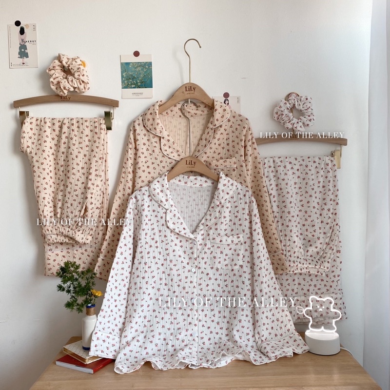 Pyjama xô đũi oversize kèm buộc tóc