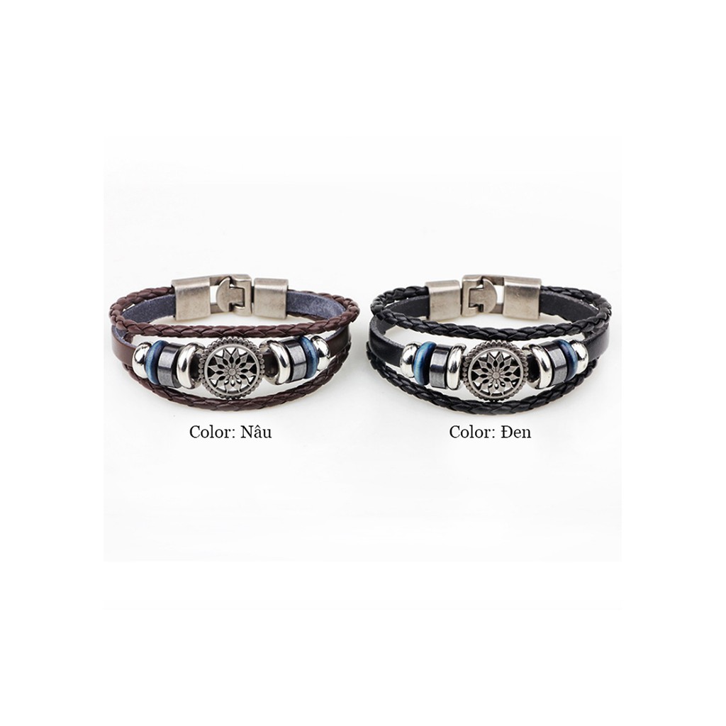 Vòng tay - Vòng Đeo Tay Da SAMVDT001 - Bảo Hành 12 Tháng Chính Hãng