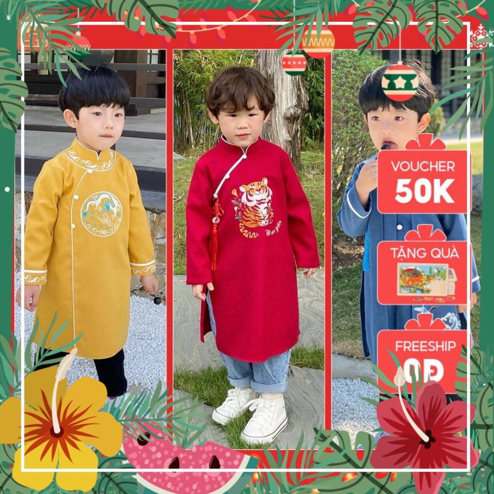 Áo dài Tết dáng cách tân mẫu mới 2022 cho bé trai 2 3 4 5 6 7 8 9 10 tuổi từ 12-34kg Imaginekids cực đẹp