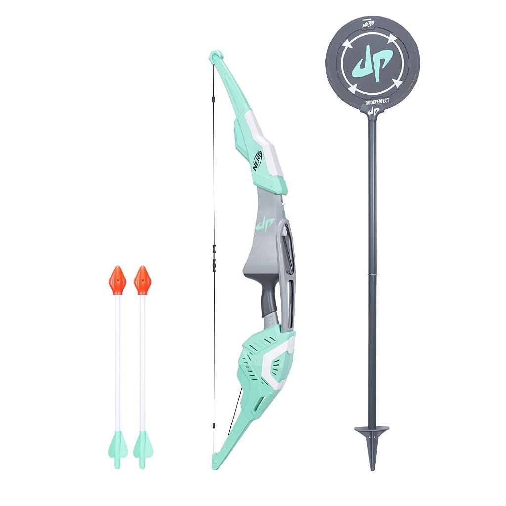 Nerf Dude Perfect Signature Bow Sports Biggest Bow with 2 Whistling Arrows for Kids, Teens, and Adults