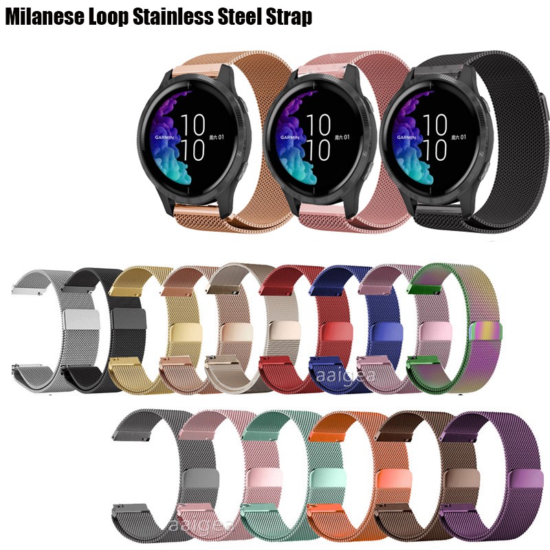 Dây đeo đồng hồ bằng inox Milanese cho Garmin Forerunner 645 645M 245 245M / Venu Sq / Vivoactive 3