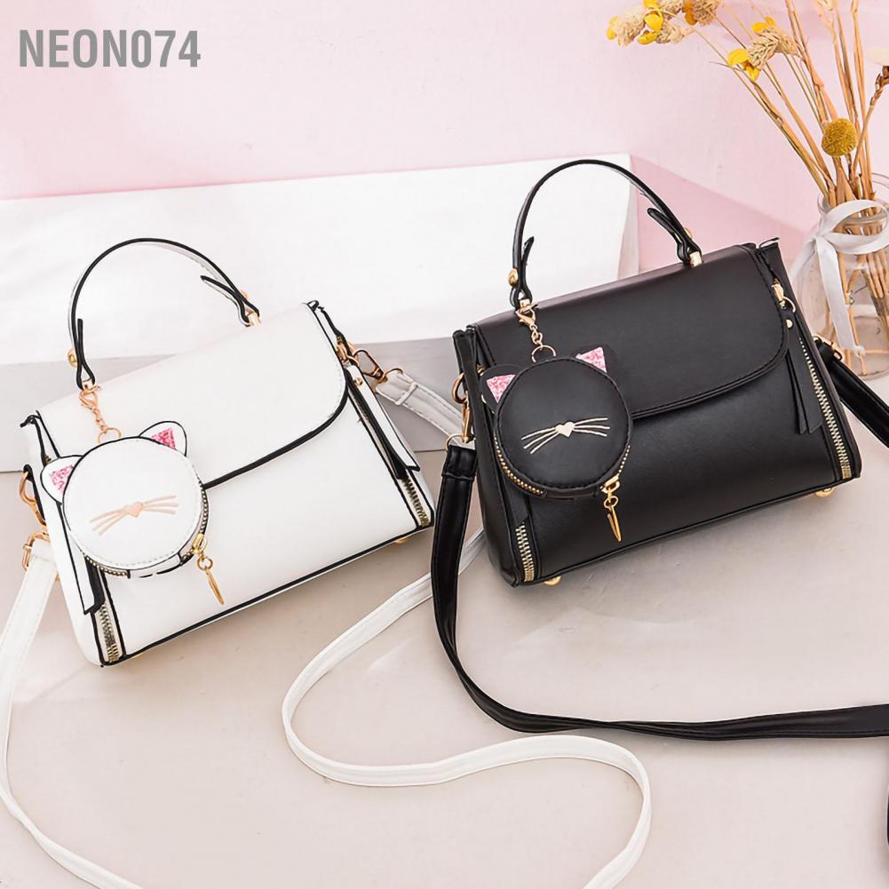 Neon074 Women Shoulder Bag Large Capacity Pure Color Soft PU Leather Fashionable Handbag