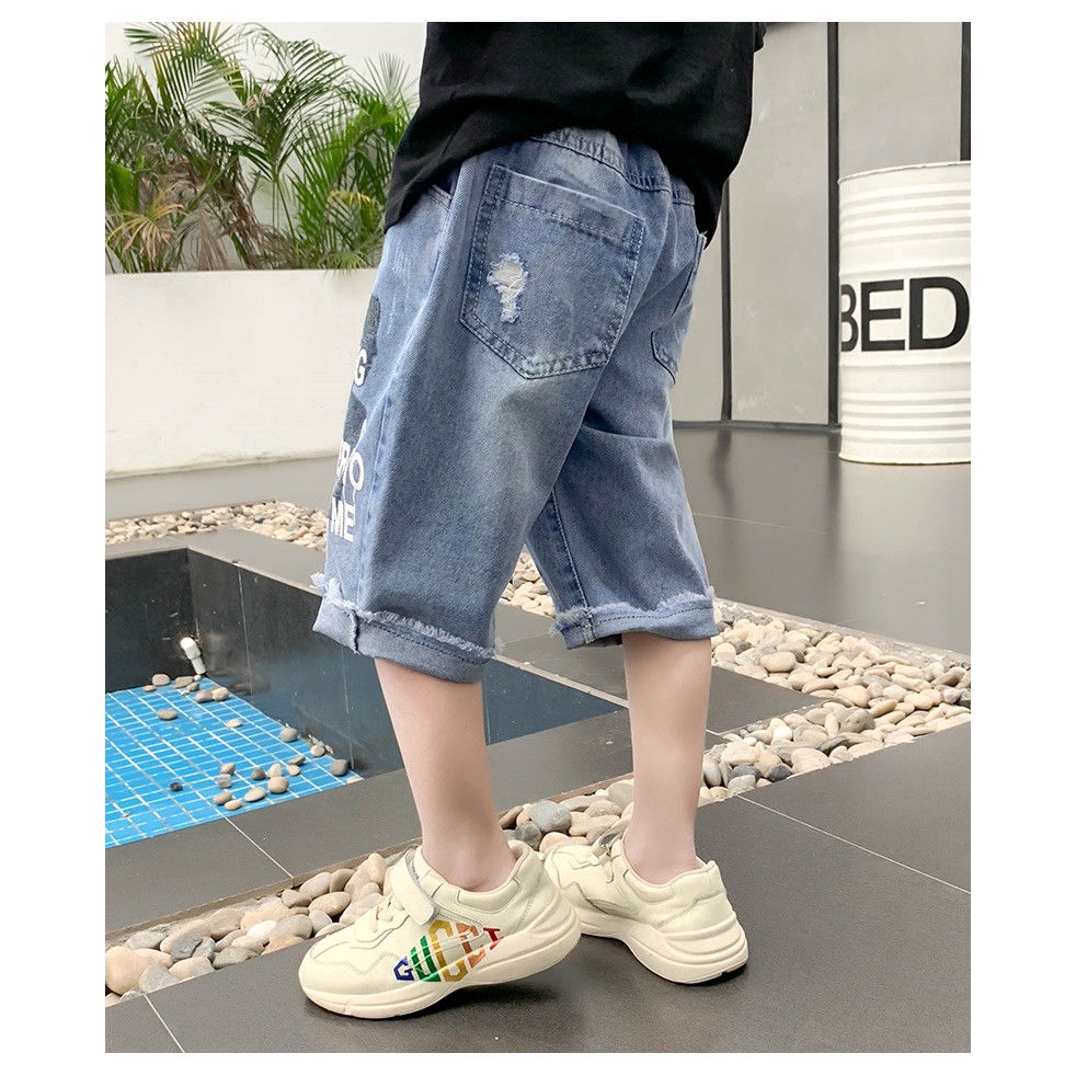 Quần Short Jean Kiểu Rách Thời Trang Cho Bé Trai