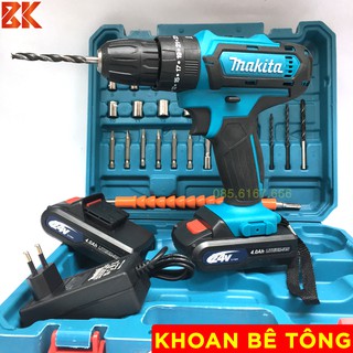 [ TẶNG KÈM BỘ DỤNG CỤ 24 MÓN ] MÁY KHOAN PIN MAKITA 24V CHUẨN 5 CELL - 3 CHỨC NĂNG - CÓ BÚA