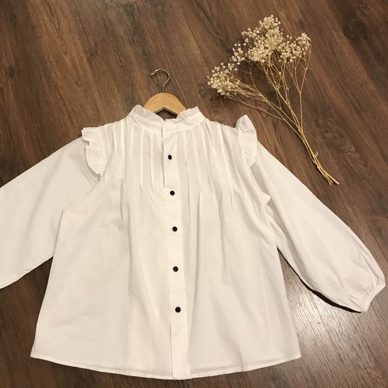 Áo sơmi cổ trụ nút đen (hàng QC)