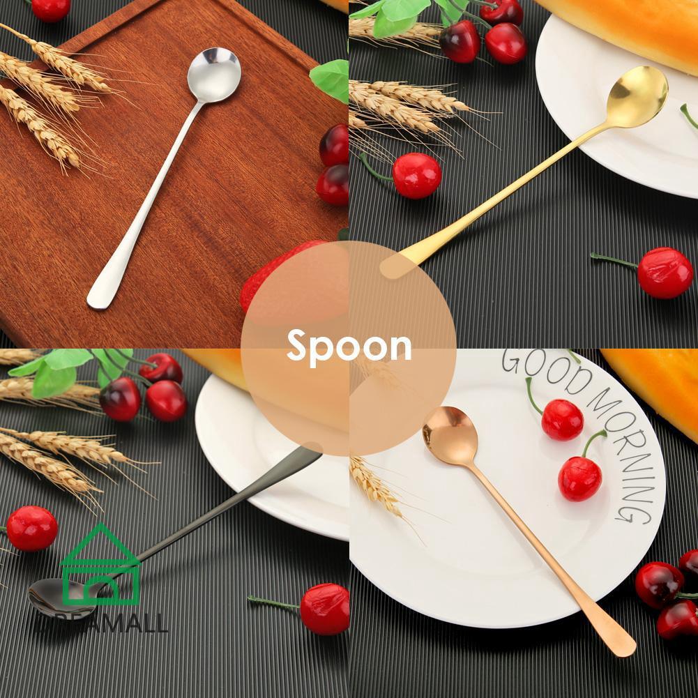 New Long Handle Stainless Steel Spoon Coffee Tea Spoons Tableware