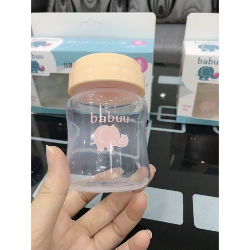 Bộ 3 Bình Trữ Sữa Babuu 120ml Nhật Bản, Nắp Được Núm Ti Cổ Rộng