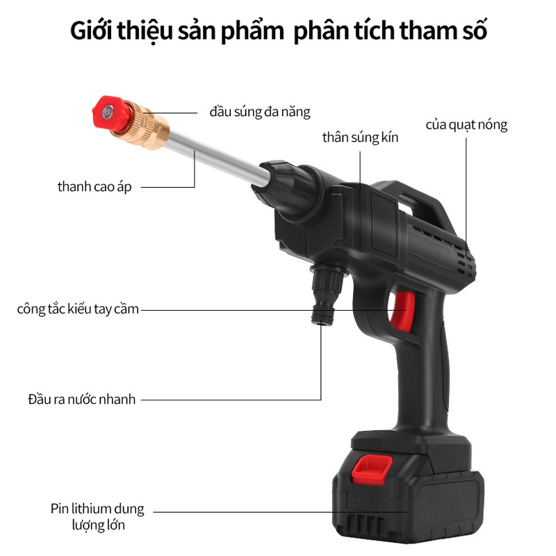 Máy Rửa Xe Cầm Tay mini  Áp Lực Cao  24VF Không Dây Rửa Xe Cực Khỏe