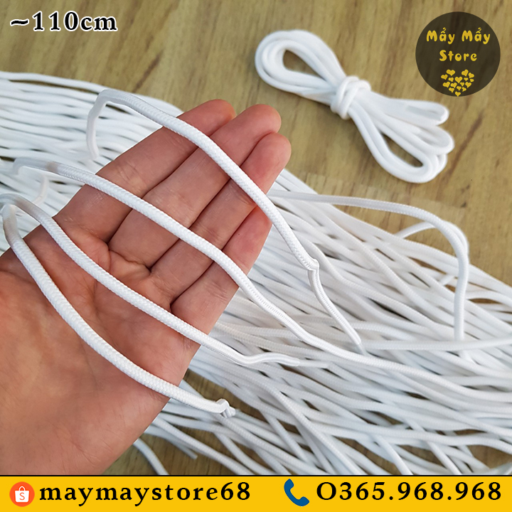 Dây Giày Tròn Màu Trắng Dài 110cm (Cho Giày Có 6-7 Lỗ Xâu)