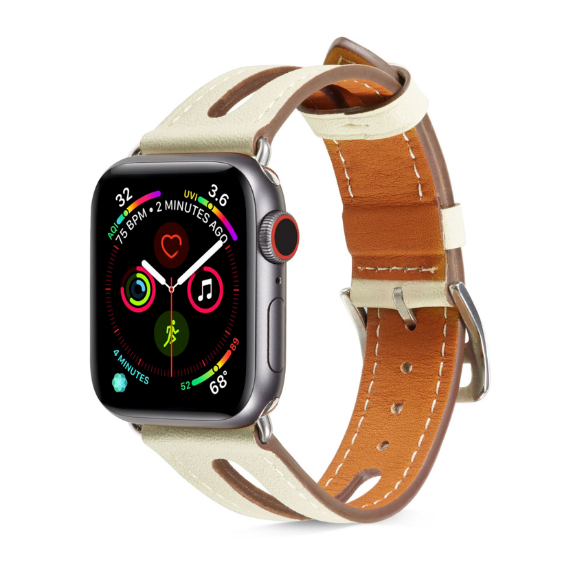 Dây đeo thay thế cho đồng hồ thông minh Apple Watch Series Se 6 5 4 3 2 1 40mm 38mm 42mm 44mm bằng da