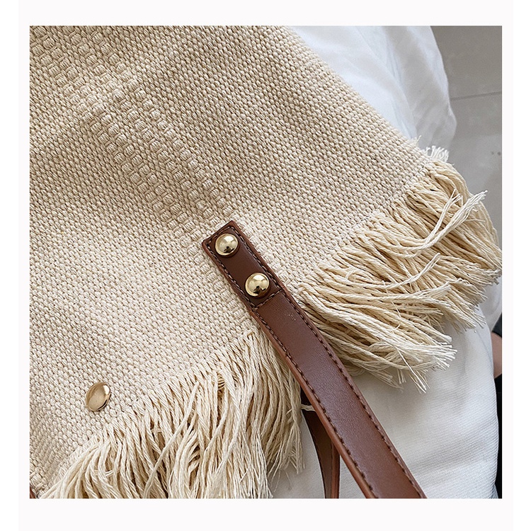 Túi Xách canvas Cỡ Lớn 2022 Phối Tua Rua Thời Trang Hàn Quốc Cho Nữ