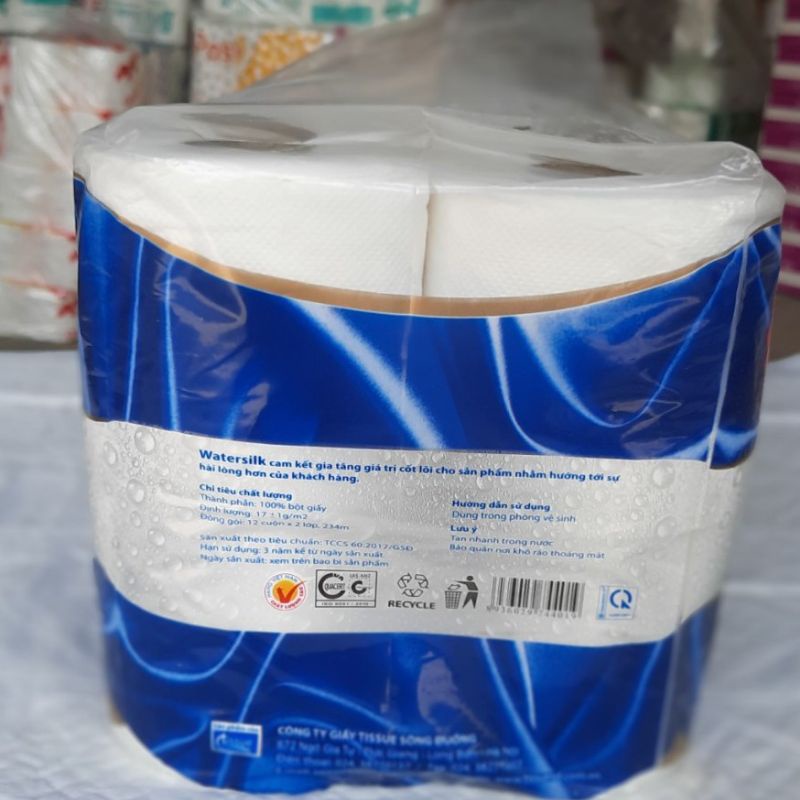 Giấy vệ sinh watersilk 12 cuộn có lõi