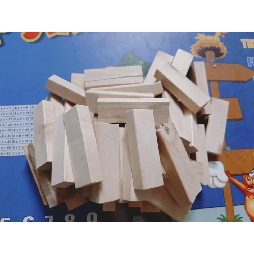 Thanh gỗ Bạch Dương, JenGa, Xếp Hình DOMINO 1kg 55-60 tấm  giúp trẻ vui chơi sáng tạo