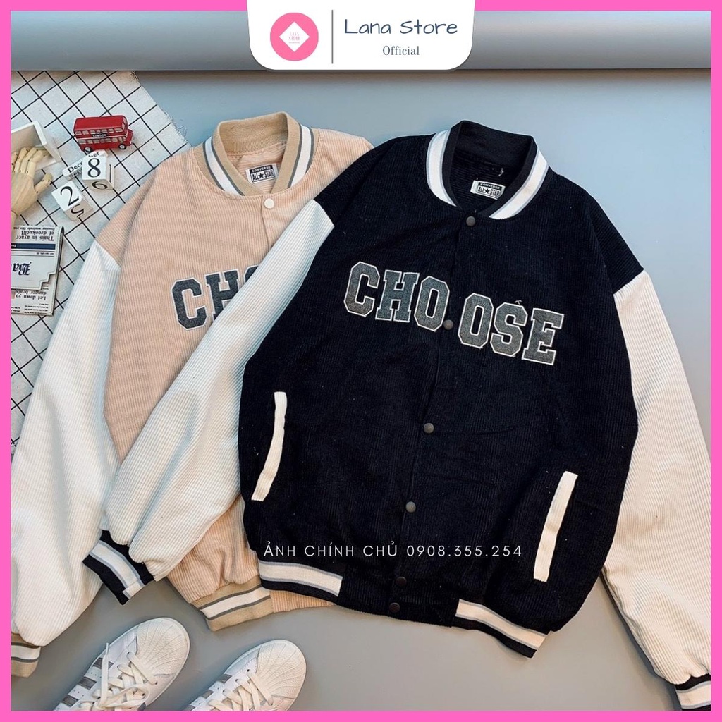 [Ảnh Thật] Áo Khoác Bomber Nhung Choose Tăm 2 lớp  Áo Khoác CHOOSE 2 Lớp Nhung Tăm Unisex Nam Nữ Couple