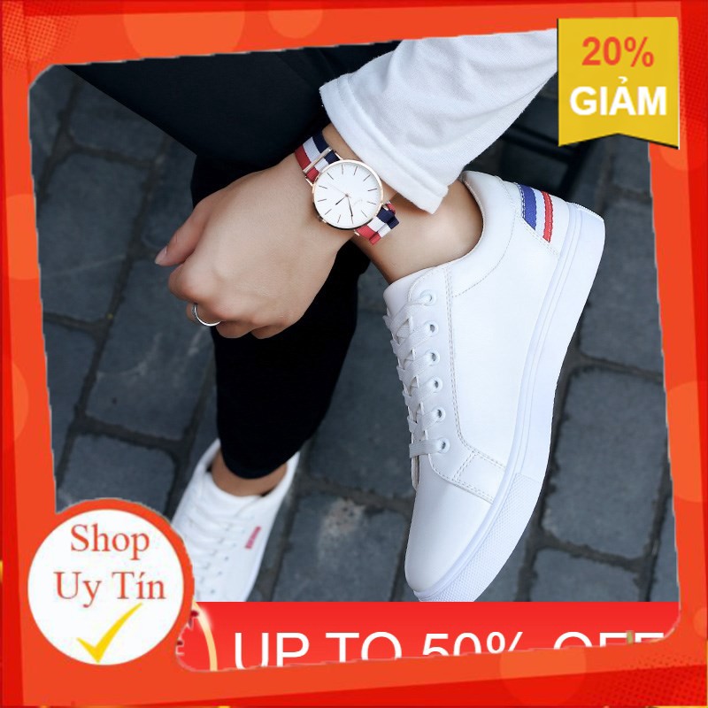LV 10.10 [SẴN HÀNG]HOT TREND GIẦY SNEAKER DA ( Trắng ) Thể Thao Nam phong cách Korea ; .