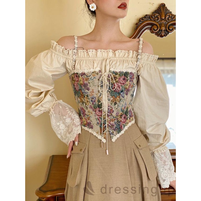 Đai nịt bụng in hoa phong cách retro thời trang mùa hè cho nữ