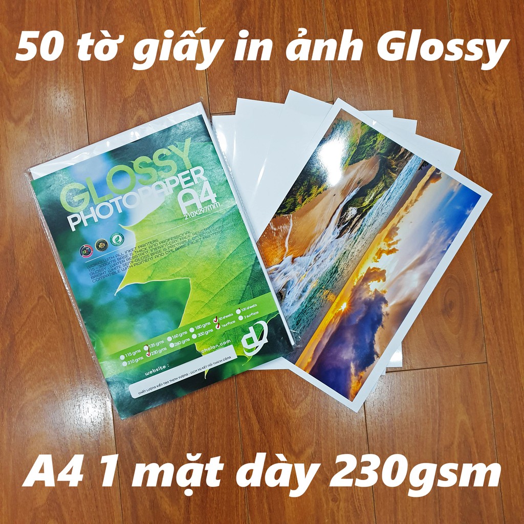 50 tờ Giấy In Ảnh 210gsm Glossy Bóng 1 mặt (chuyên để rửa ảnh, in ảnh từ máy in phun và laser)