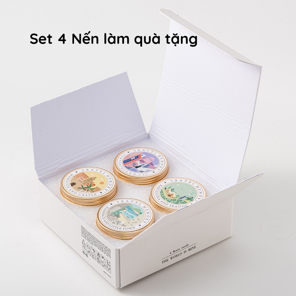 Set Nến Thơm Phòng Candle Cup Tinh Dầu Thiên Nhiên Không Khói Giá Rẻ Thư Giãn Travel Memory NEN15