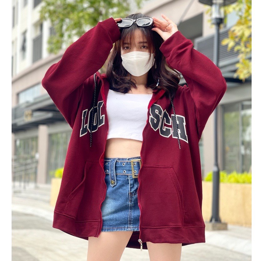 Áo Khoác Nỉ Bông SCH Hoodie Zip Form Rộng Unisex Nam Nữ Phong Cách Hàn Quốc Ảnh Thật Có Sẵn