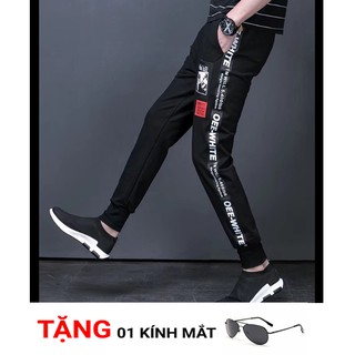 Quần thun jogger nam thao nam phối sọc chữ Mẫu Hot 2018