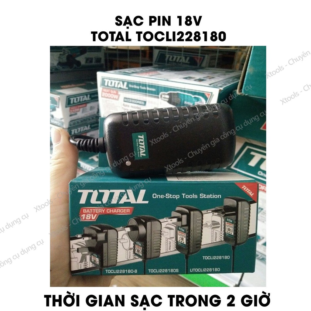 Sạc pin 18V TOTAL TOCLI228180 Sạc pin Total sạc trong 2 giờ, sử dụng cho máy khoan TDLI228180 và TIDLI228180