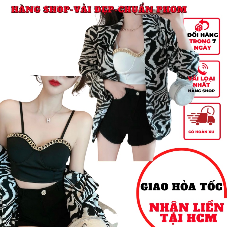 áo bra hai dây xích vàng croptop body cotton borip màu trắng đen kiểu hàn quốc thời trang tôn dáng sang chảnh alohashop