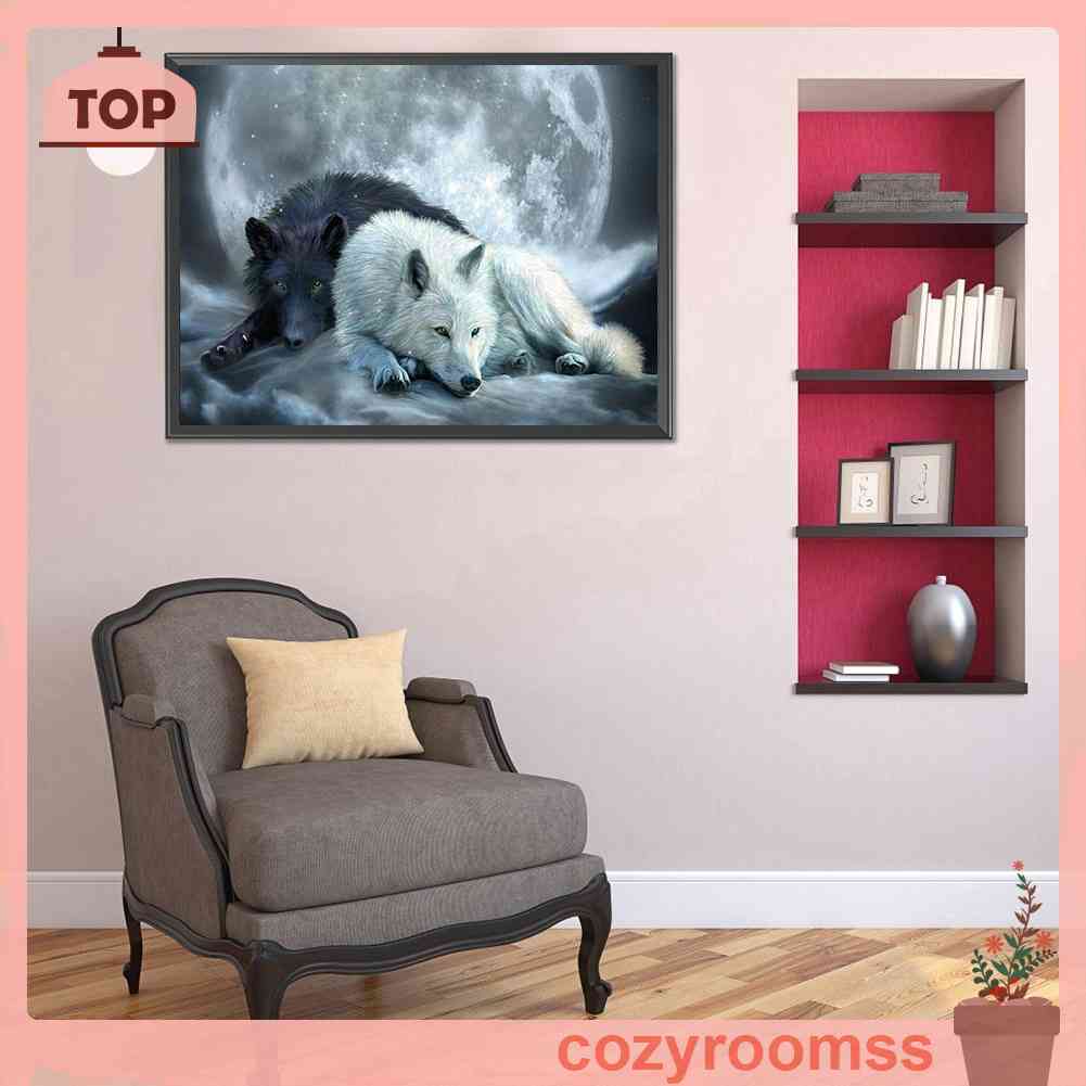 Tranh Đính Đá Kim Cương Toàn Bộ 5D DIY Hình Vẽ Chó Sói