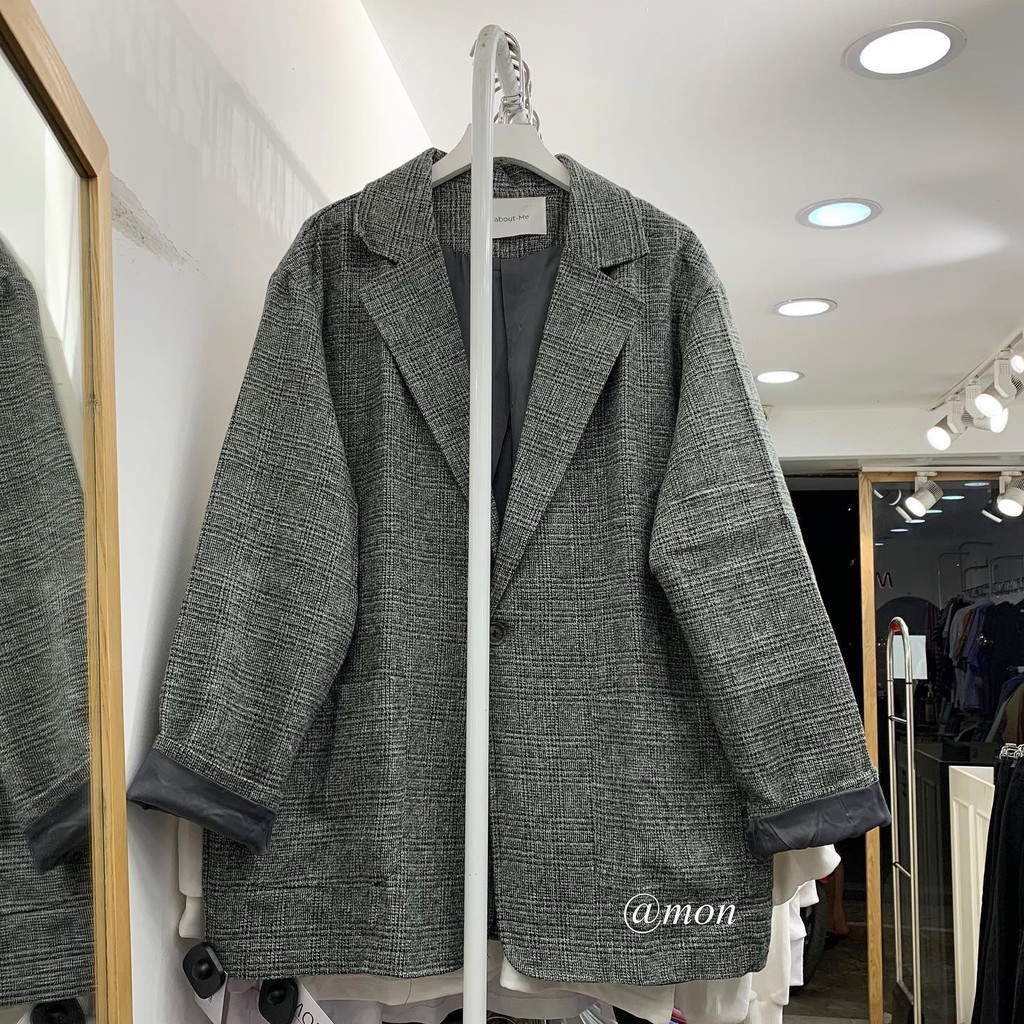 Áo blazer dạ kẻ hàng 2 lớp 1 khuy kèm ảnh thật | BigBuy360 - bigbuy360.vn