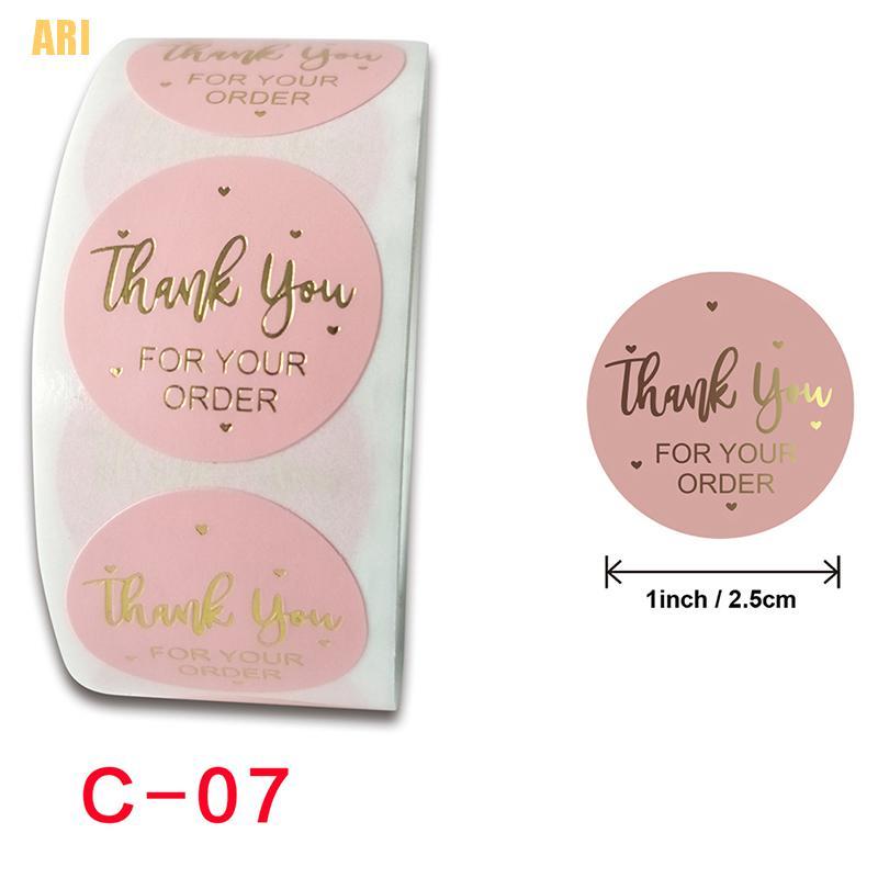 Cuộn 500 Nhãn Dán Chữ Thank You For Your Order Màu Hồng